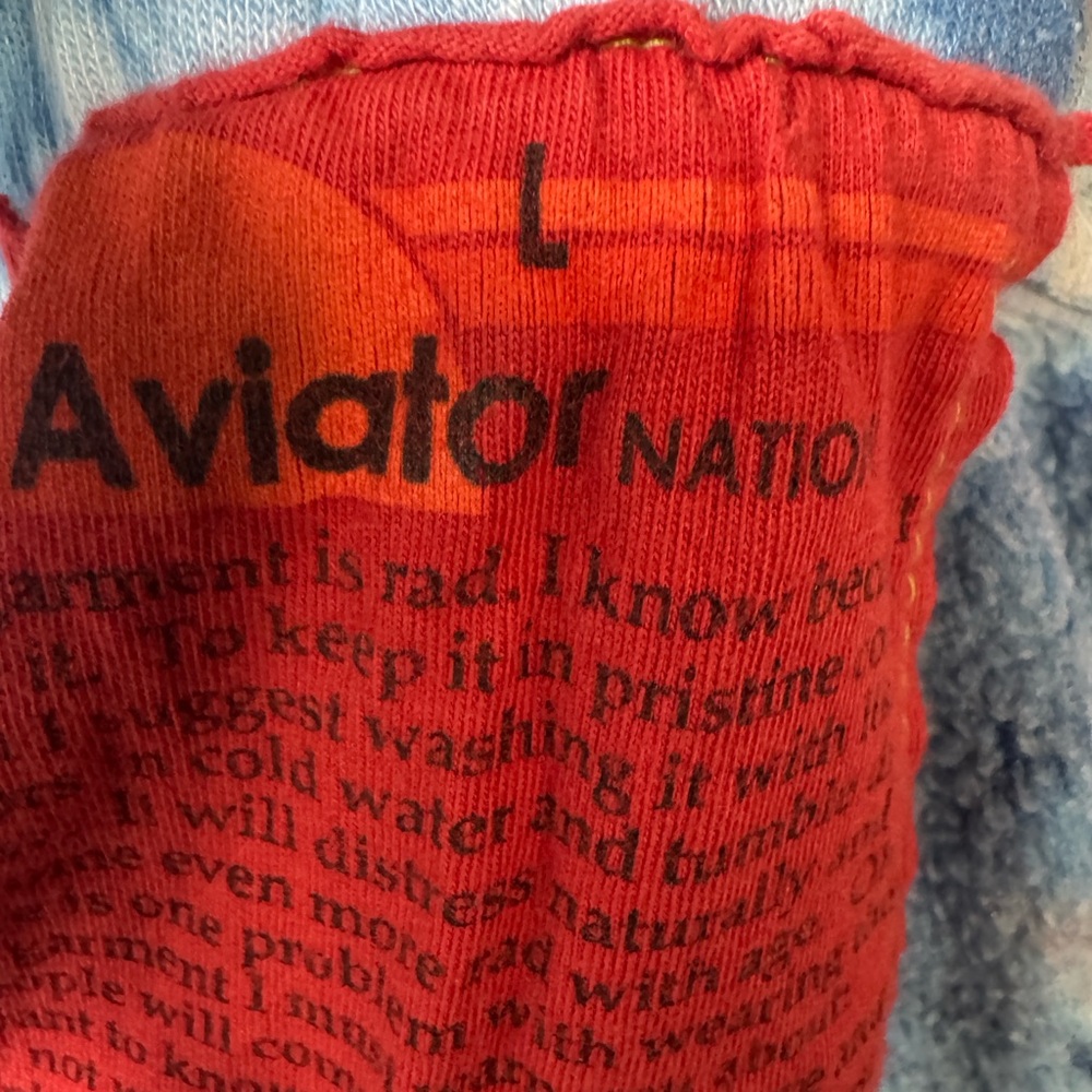 Aviator Nation Light Weight Hand Red and Blue Tie-Dye Sweatpants Joggers - Picture 7 of 11